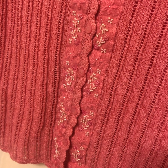 🎁✈️😊Darling, Hot Pink, Beaded Accent, Cardigan, by Elana Carello, NWT - Picture 7 of 11